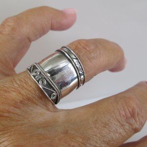 925 Sterling Silver Bali Ring,Bali Cigar Band,925 Sterling ring,925 Wide Band